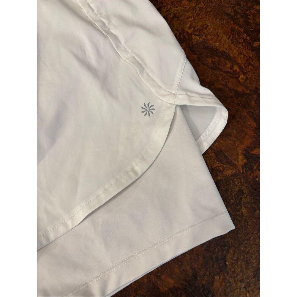 Athleta Racer Run 2-in-1 Shorts Size M White Built-In Compression Shorts - Picture 3 of 7